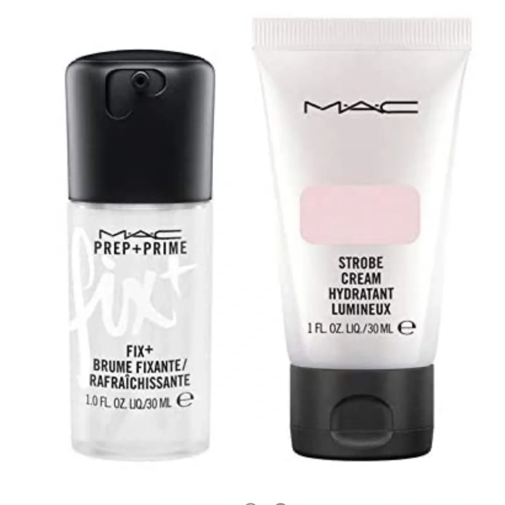 MAC STARS OF SKINCARE SET PREP + PRIME FIX+ AND STROBE CREAM SET $32 Value NIB